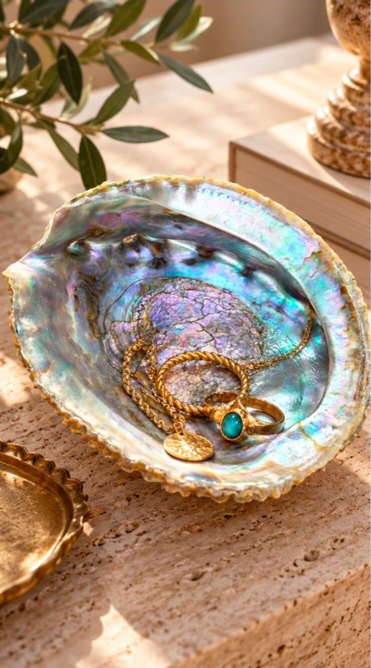 Large Natural Abalone Shell 6" Mother of Pearl Coastal Trinket Dish Specimen